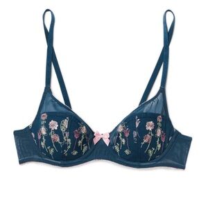 Adore Me Navy and Pink Embroidered Elie Contour Bra Size 40DDD NWT